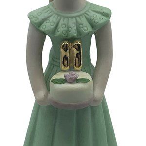 Vintage Enesco 11th Birthday 1981 Figurine in Box Green Dress Growing Up Girls